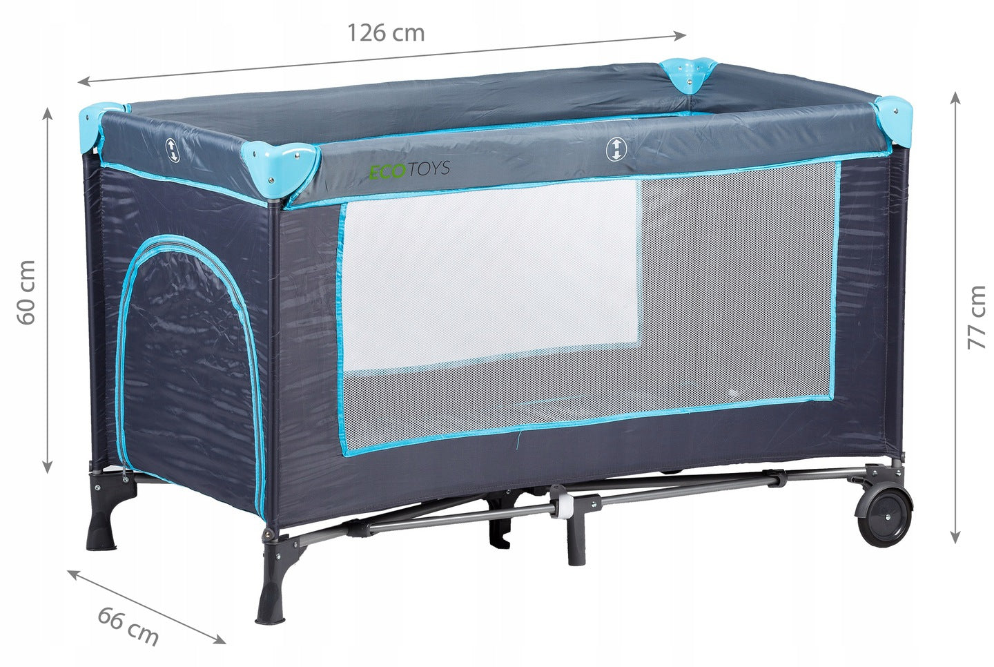 Patut Turistic, EcoToys, Pliant, cu Plasa de Tantari, Albastru