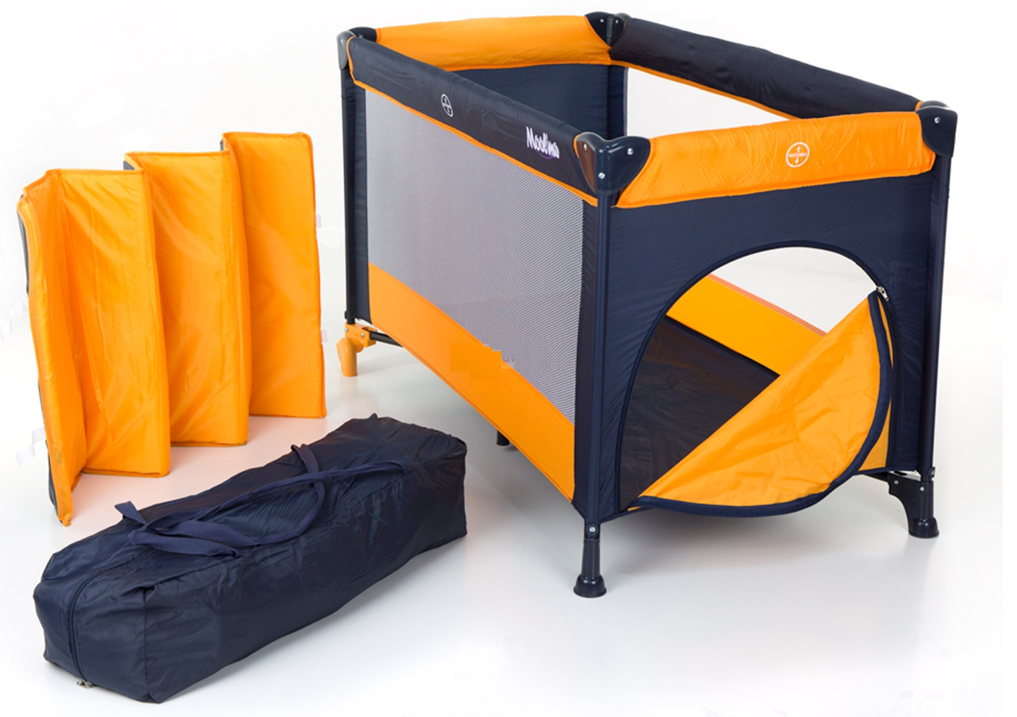 Patut Turistic pliabil Ideal Travel, ideal pentru calatori dar si patut traditional, design solid si elastic, constructie solida in 7 puncte, material premium, saltea moale si pliabila, geanta transport inclusa culoare portocaliu