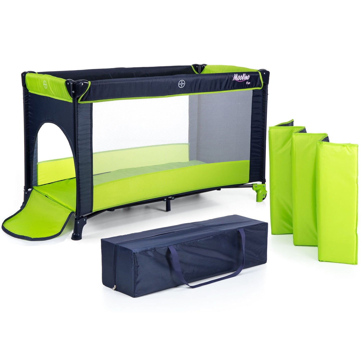 Patut Turistic pliabil Ideal Travel, ideal pentru calatorii dar si patut traditional, design solid si elastic, constructie solida in 7 puncte, material premium, saltea moale si pliabila, geanta transport inclusa culoare Verde