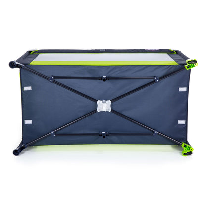 Patut Turistic pliabil Ideal Travel, ideal pentru calatorii dar si patut traditional, design solid si elastic, constructie solida in 7 puncte, material premium, saltea moale si pliabila, geanta transport inclusa culoare Verde