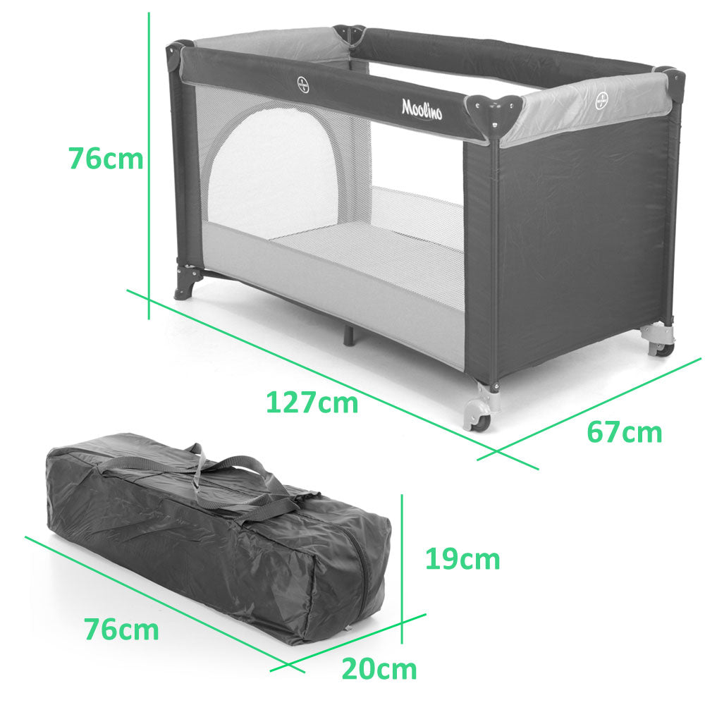 Patut Turistic pliabil Ideal Travel, Design solid si elastic, constructie solida in 7 puncte, saltea moale si pliabila, geanta transport inclusa, Gri