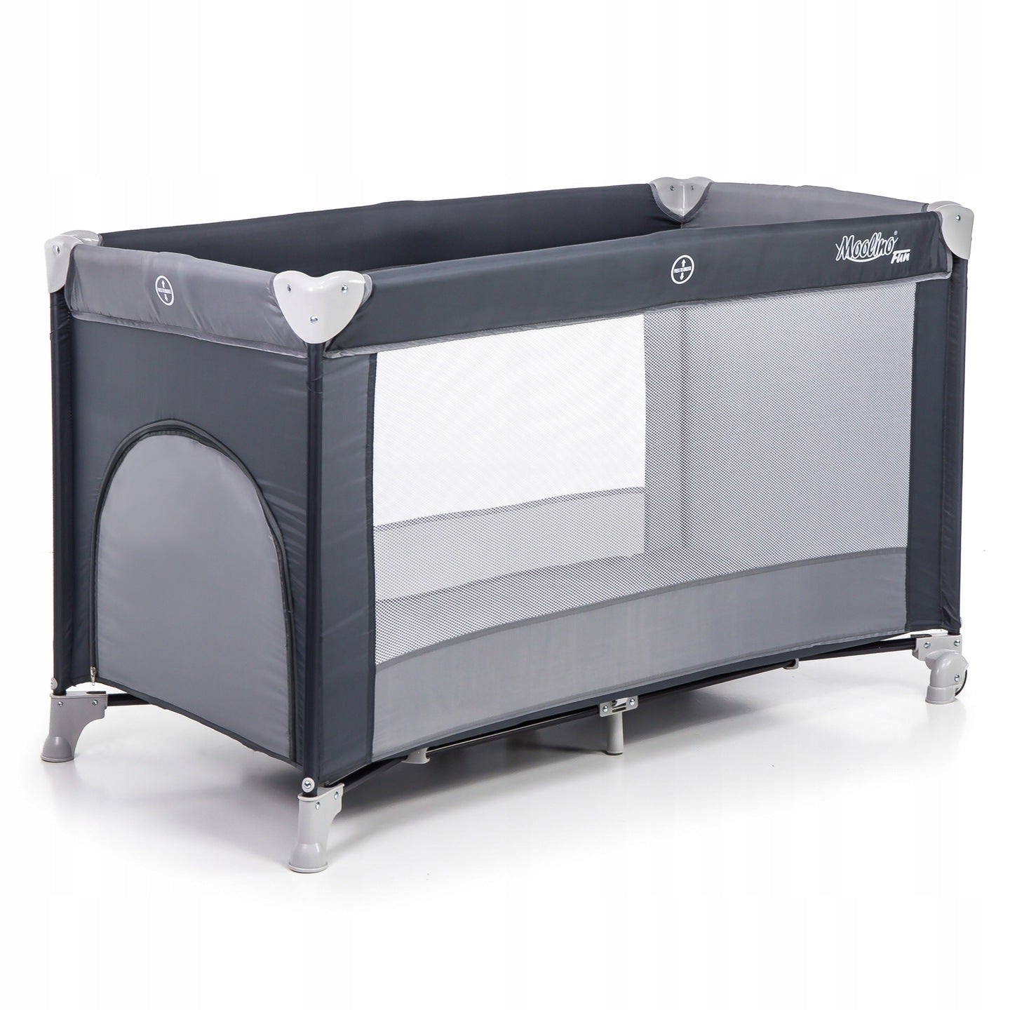 Patut Turistic pliabil Ideal Travel, Design solid si elastic, constructie solida in 7 puncte, saltea moale si pliabila, geanta transport inclusa, Gri