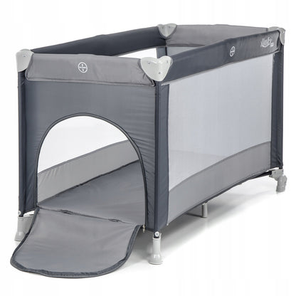 Patut Turistic pliabil Ideal Travel, Design solid si elastic, constructie solida in 7 puncte, saltea moale si pliabila, geanta transport inclusa, Gri