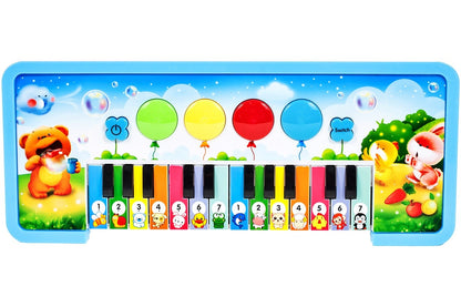 Pian Electronic idealStore FunBalloons, 14 chei Luminoase ce permit activarea Melodiilor, reda sunetele a 14 animalute, Albastru