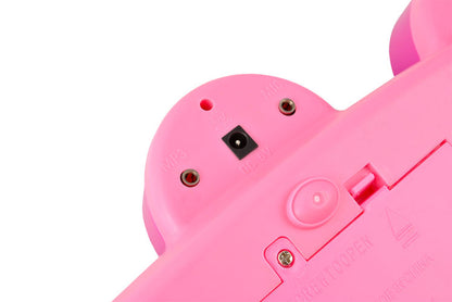 Centru de activitati Maestra Pianista cu Orga, Microfon, Scaunel, Melodii si Luminite, Difuzor incorporat, Dimensiuni 60 cm latime, 47 cm inaltime, Picioruse Antiderapante, Culoare Roz