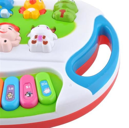 Centru de activitati Micul Pianist Iepuras cu Melodii si Luminite, Difuzor incorporat, Dimensiuni 24.5 cm lungime, 18 cm latime, Culoare Alb