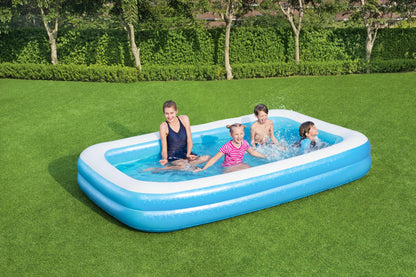 Piscina pentru familie gonflabila IDEAL Swim, Dimensiuni 305 x 183 x 46 cm, Forma rectangulara, Material PVC rezistent, Capacitate 1020 l, Culoare albastra