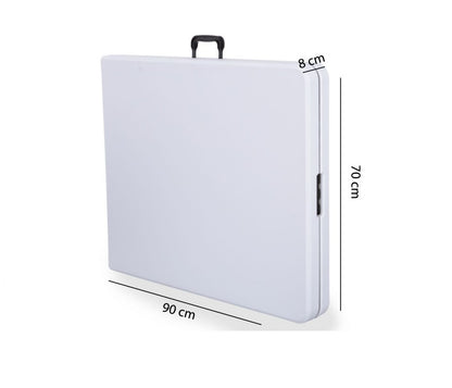 Masa Pliabila Tip VALIZA IDL, WHITE DELUXE-Colectie 2019, Dimensiuni: 180 x 74 x 70 cm, Constructie din OTEL, acoperita cu pulbere, cu Bloc Stabilizator, Ideala pentru interior/exterior, Posibilitatea de pliere rapida a mesei intr-o valiza cu maner