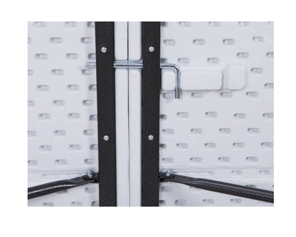 Masa Pliabila Tip VALIZA IDL, WHITE DELUXE-Colectie 2019, Dimensiuni: 180 x 74 x 70 cm, Constructie din OTEL, acoperita cu pulbere, cu Bloc Stabilizator, Ideala pentru interior/exterior, Posibilitatea de pliere rapida a mesei intr-o valiza cu maner