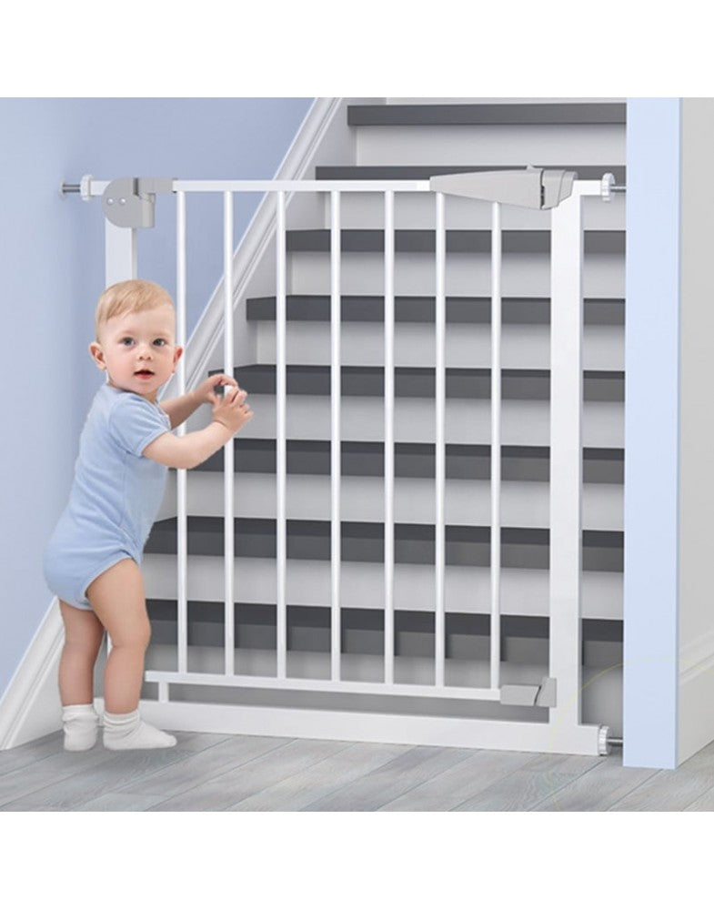 Poarta de Siguranta idealStore Safety Gate pentru Scari, dimensiuni ajustabile 75 - 103 cm, Fabricata din Otel, culoare Alb