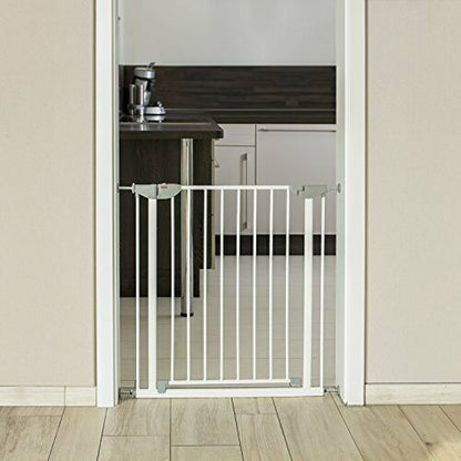 Poarta de Siguranta idealStore Safety Gate pentru Scari, dimensiuni ajustabile 75 - 85 cm, Fabricata din Otel, culoare Alb