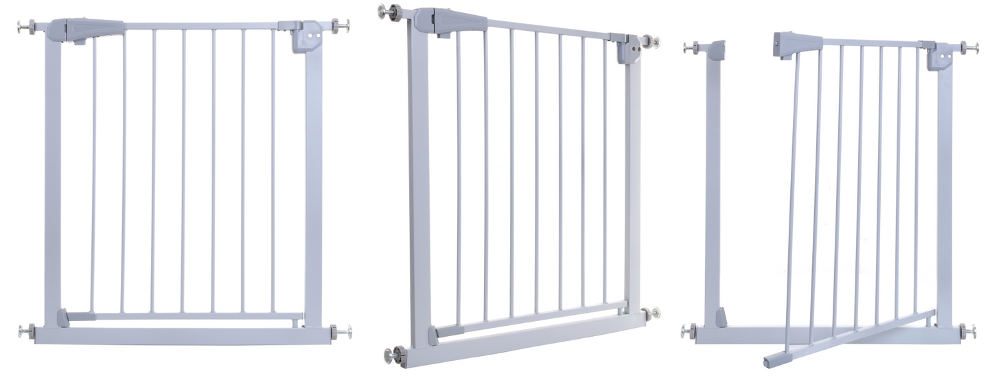 Poarta de Siguranta idealStore Safety Gate pentru Scari, dimensiuni ajustabile 75 - 85 cm, Fabricata din Otel, culoare Gri Perlat