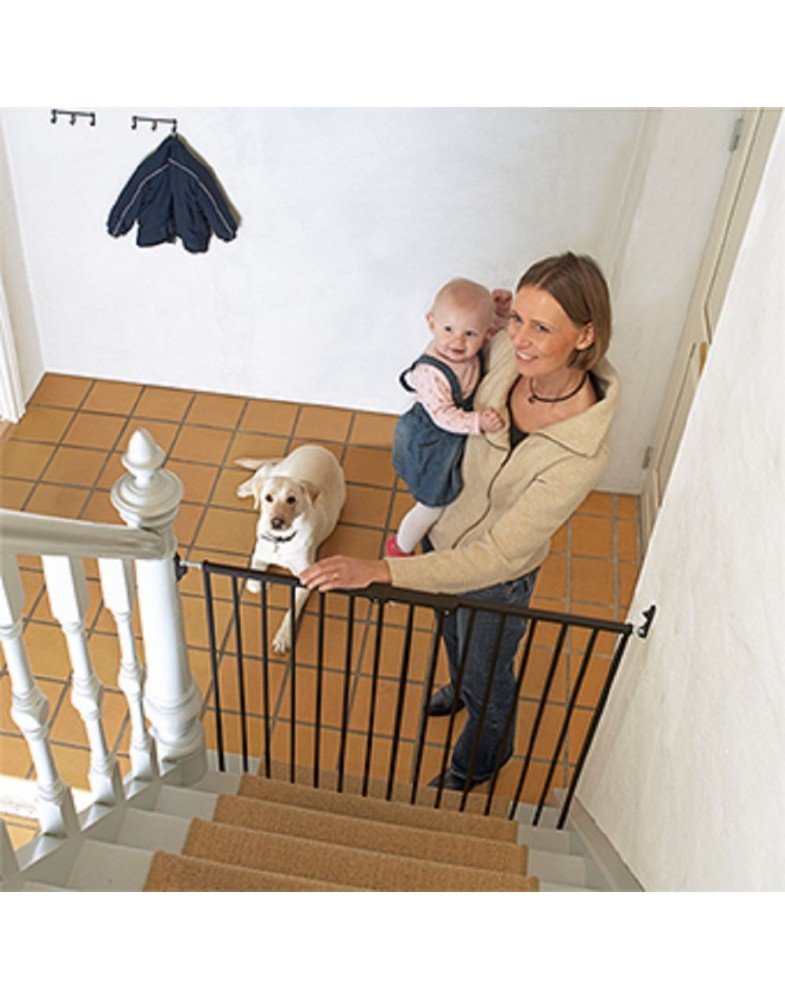 Poarta de Siguranta idealStore Safety Gate pentru Scari, dimensiuni ajustabile 75 - 85 cm, Fabricata din Otel, culoare Neagra