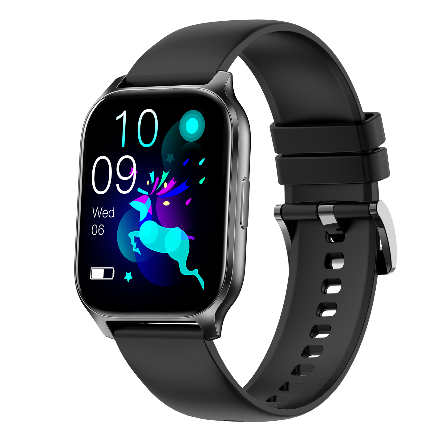 Ceas Smartwatch idealSTORE PopUP, Apel Telefonic, Hands Free, 100 Moduri Sportive, Ecran 2,02', Sunet HD, Comenzi Vocale-Siri, Redare muzica, Monitorizarea Sanatatii, Oxigenul din Sange, Mesaje si Notificari, Silicon Black
