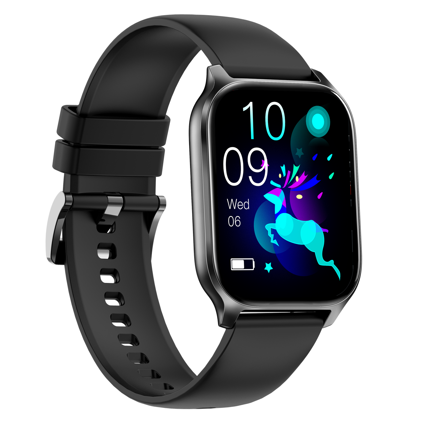 Ceas Smartwatch idealSTORE PopUP, Apel Telefonic, Hands Free, 100 Moduri Sportive, Ecran 2,02', Sunet HD, Comenzi Vocale-Siri, Redare muzica, Monitorizarea Sanatatii, Oxigenul din Sange, Mesaje si Notificari, Silicon Black