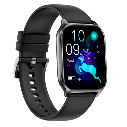 Ceas Smartwatch idealSTORE PopUP, Apel Telefonic, Hands Free, 100 Moduri Sportive, Ecran 2,02', Sunet HD, Comenzi Vocale-Siri, Redare muzica, Monitorizarea Sanatatii, Oxigenul din Sange, Mesaje si Notificari, Silicon Black