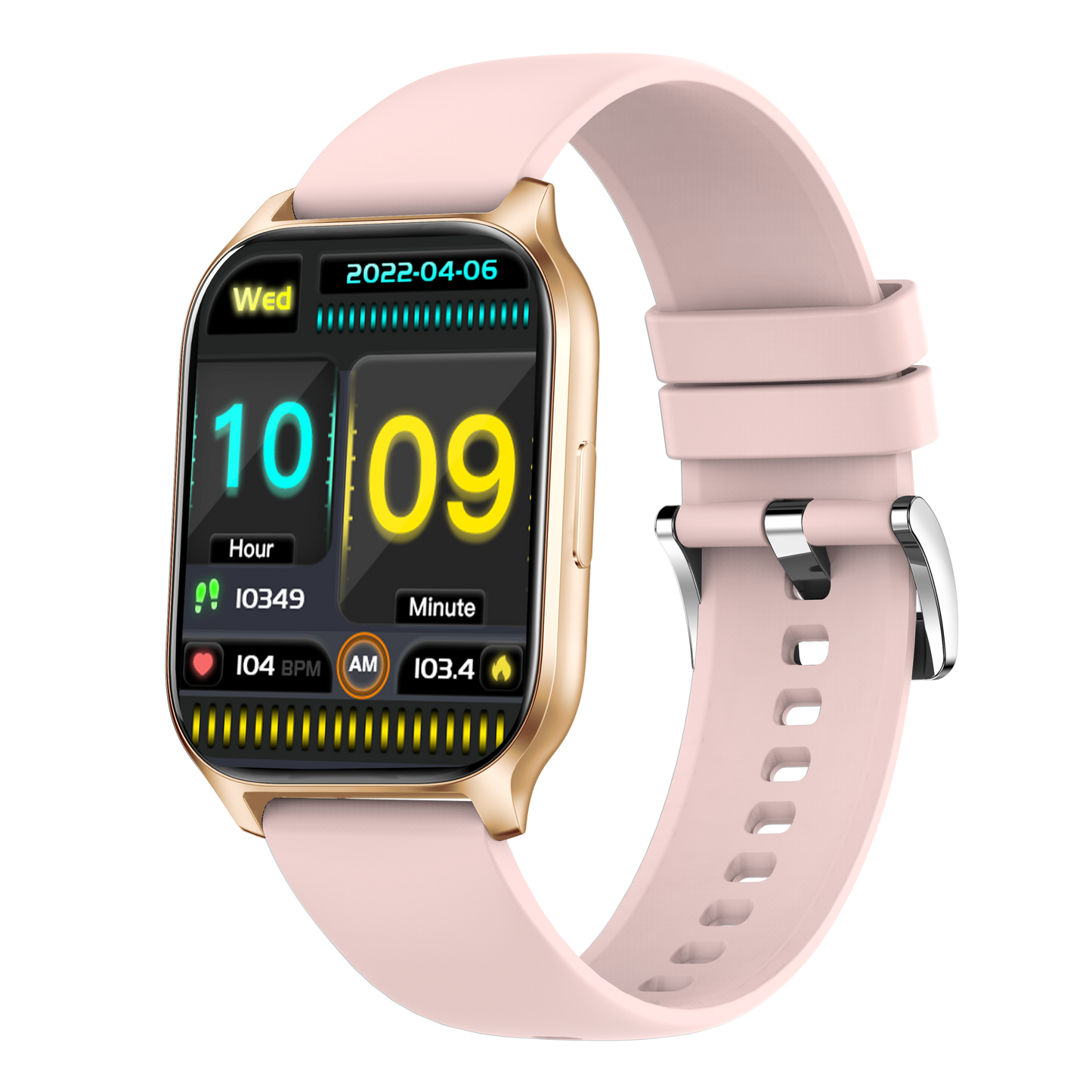 Ceas Smartwatch idealSTORE PopUP, Apel Telefonic, Hands Free, 100 Moduri Sportive, Ecran 2,02', Sunet HD, Comenzi Vocale-Siri, Redare muzica, Monitorizarea Sanatatii, Oxigenul din Sange, Mesaje si Notificari, Silicon Gold