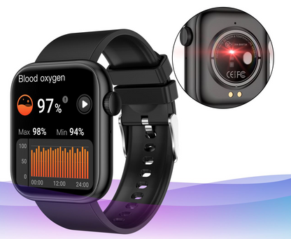 Smartwatch idealStore PowerStyle, Apel prin Bluetooth, Difuzor si Microfon integrat, Asistent Vocal, Monitorizare Stare Sanatate, Pulsoximetru, Termometru, 100 de Moduri Sport, Norificari Aplicatii, Culoare Negru