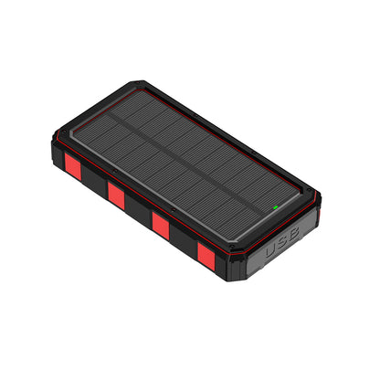 Baterie Externa PowerSun IdealStore, Incarcare Solara, Wireless, Rapida, Capacitate 20.000 mAh, Rezistenta la apa, Detine 4 iesiri, Tensiune iesire 5V-12V - 2.5A-4A, Black-Red Edition