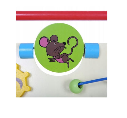 Premergator din LEMN cu Centru de Activitati IDL, FUNNY Figurines, Modeleaza armonios Dezvoltarea COGNITIVA a micutului, Fiecare element are o functionalitate si un caracter diferit ce ii ajuta sa descopere lumea din jurul lor, Rosu