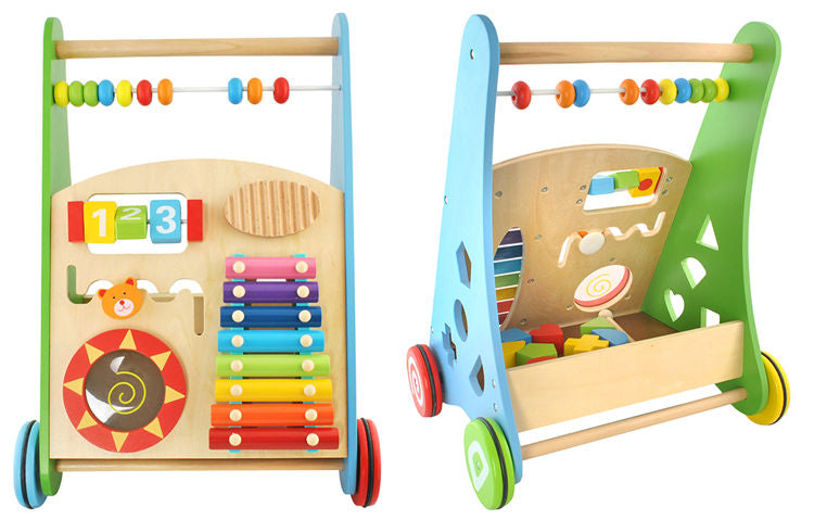 Premergator Interactiv IDL Wooden Puzzle, ajuta la invatarea primilor pasi, dezvolta abilitati manuale, coordoneaza miscarea si dezvolta simturile, Material : Lemn, Culoare : Multicolor