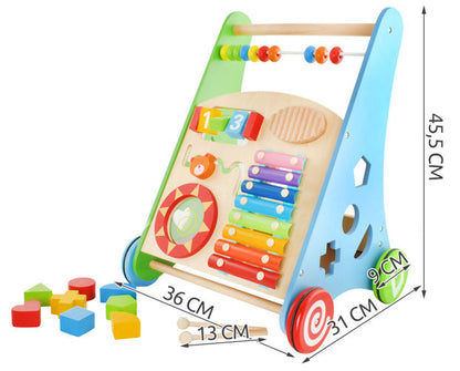 Premergator Interactiv IDL Wooden Puzzle, ajuta la invatarea primilor pasi, dezvolta abilitati manuale, coordoneaza miscarea si dezvolta simturile, Material : Lemn, Culoare : Multicolor