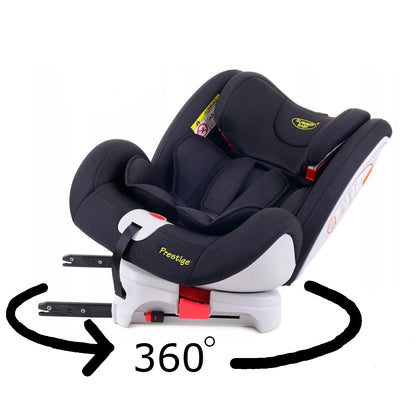 Scaun auto Profesional dedicat pentru copil, BABY JOLIE PRESTIGE IDL Collection , Pentru 3 grupe de greutate intre 0-36 Kg, Tehnologie ISOFIX si Centura TOP TETHER, Rotire 360 grade cu Reglarea pozitiei de somn si a inaltimii tetierei, Negru