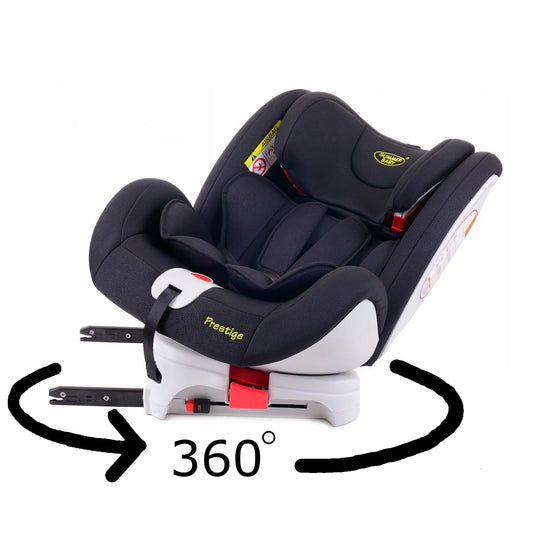 Scaun auto Profesional dedicat pentru copil, BABY JOLIE PRESTIGE IDL Collection , Pentru 3 grupe de greutate intre 0-36 Kg, Tehnologie ISOFIX si Centura TOP TETHER, Rotire 360 grade cu Reglarea pozitiei de somn si a inaltimii tetierei, Negru