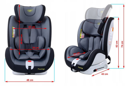 Scaun auto Profesional dedicat pentru copil, BABY JOLIE PRESTIGE IDL Collection , Pentru 3 grupe de greutate intre 0-36 Kg, Tehnologie ISOFIX si Centura TOP TETHER, Rotire 360 grade cu Reglarea pozitiei de somn si a inaltimii tetierei, Negru