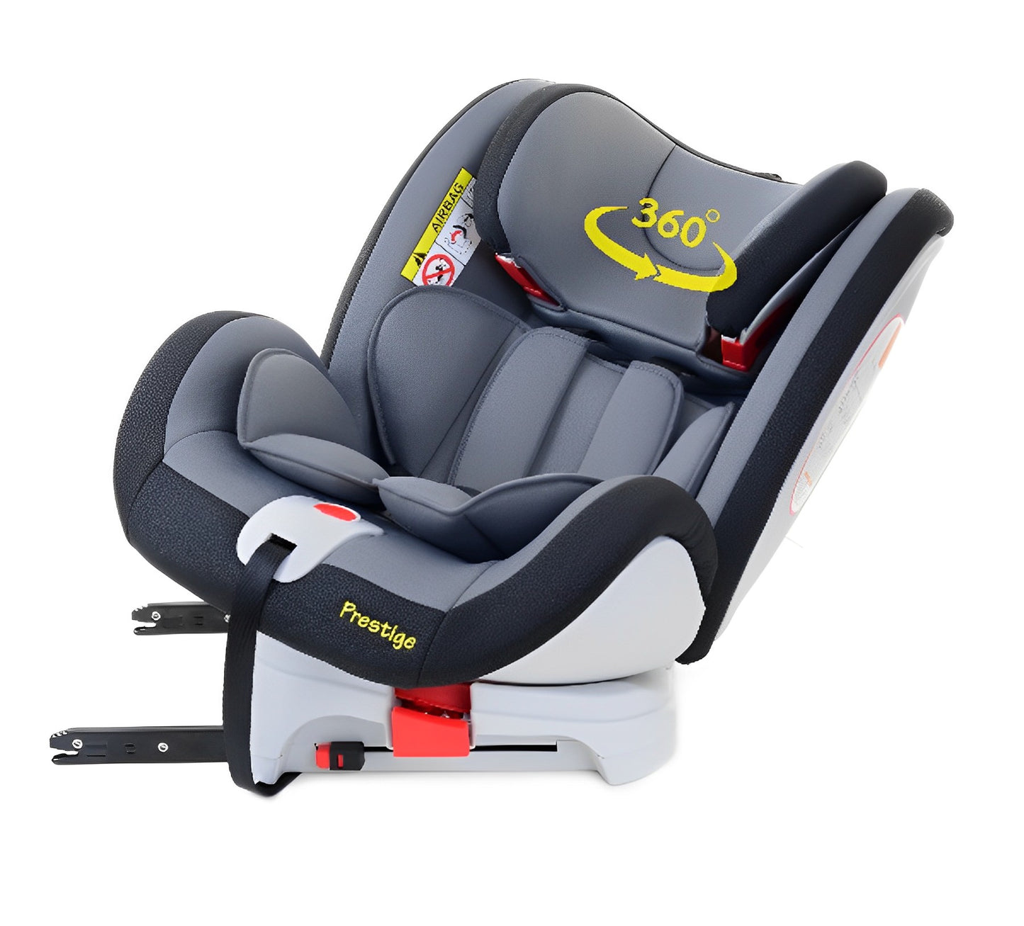 Scaun auto Profesional dedicat pentru copil, BABY JOLIE PRESTIGE IDL Collection , Pentru 3 grupe de greutate intre 0-36 Kg, Tehnologie ISOFIX si Centura TOP TETHER, Rotire 360 grade cu Reglarea pozitiei de somn si a inaltimii tetierei, Negru-Gri