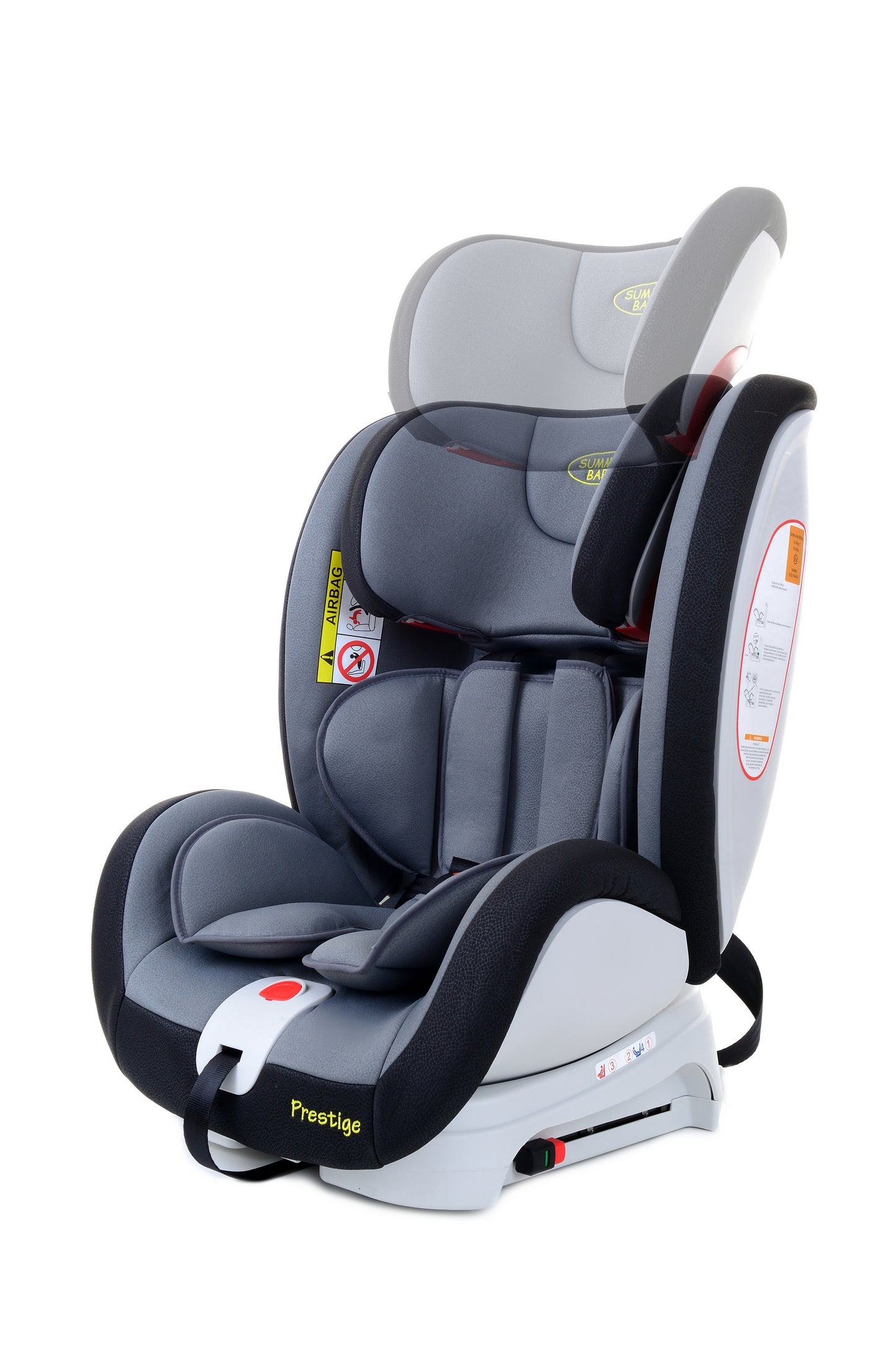 Scaun auto Profesional dedicat pentru copil, BABY JOLIE PRESTIGE IDL Collection , Pentru 3 grupe de greutate intre 0-36 Kg, Tehnologie ISOFIX si Centura TOP TETHER, Rotire 360 grade cu Reglarea pozitiei de somn si a inaltimii tetierei, Negru-Gri