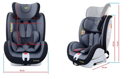Scaun auto Profesional dedicat pentru copil, BABY JOLIE PRESTIGE IDL Collection , Pentru 3 grupe de greutate intre 0-36 Kg, Tehnologie ISOFIX si Centura TOP TETHER, Rotire 360 grade cu Reglarea pozitiei de somn si a inaltimii tetierei, Negru-Gri