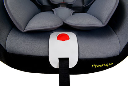 Scaun auto Profesional dedicat pentru copil, BABY JOLIE PRESTIGE IDL Collection , Pentru 3 grupe de greutate intre 0-36 Kg, Tehnologie ISOFIX si Centura TOP TETHER, Rotire 360 grade cu Reglarea pozitiei de somn si a inaltimii tetierei, Negru-Gri