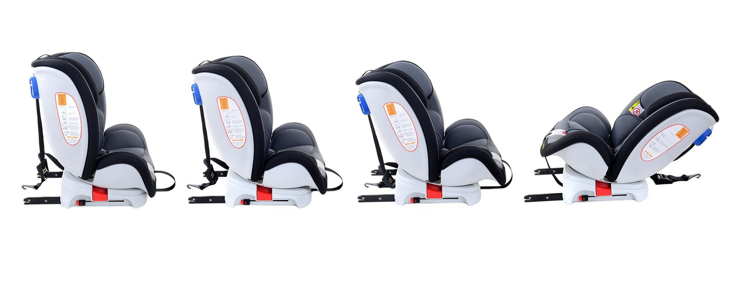 Scaun auto Profesional dedicat pentru copil, BABY JOLIE PRESTIGE IDL Collection , Pentru 3 grupe de greutate intre 0-36 Kg, Tehnologie ISOFIX si Centura TOP TETHER, Rotire 360 grade cu Reglarea pozitiei de somn si a inaltimii tetierei, Negru-Gri