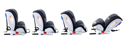 Scaun auto Profesional dedicat pentru copil, BABY JOLIE PRESTIGE IDL Collection , Pentru 3 grupe de greutate intre 0-36 Kg, Tehnologie ISOFIX si Centura TOP TETHER, Rotire 360 grade cu Reglarea pozitiei de somn si a inaltimii tetierei, Negru-Gri