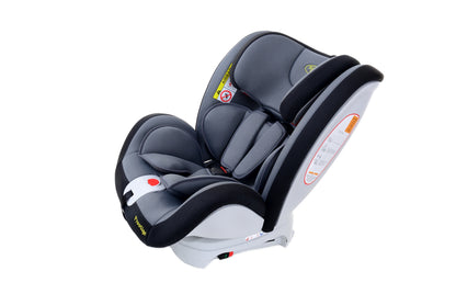 Scaun auto Profesional dedicat pentru copil, BABY JOLIE PRESTIGE IDL Collection , Pentru 3 grupe de greutate intre 0-36 Kg, Tehnologie ISOFIX si Centura TOP TETHER, Rotire 360 grade cu Reglarea pozitiei de somn si a inaltimii tetierei, Negru-Gri