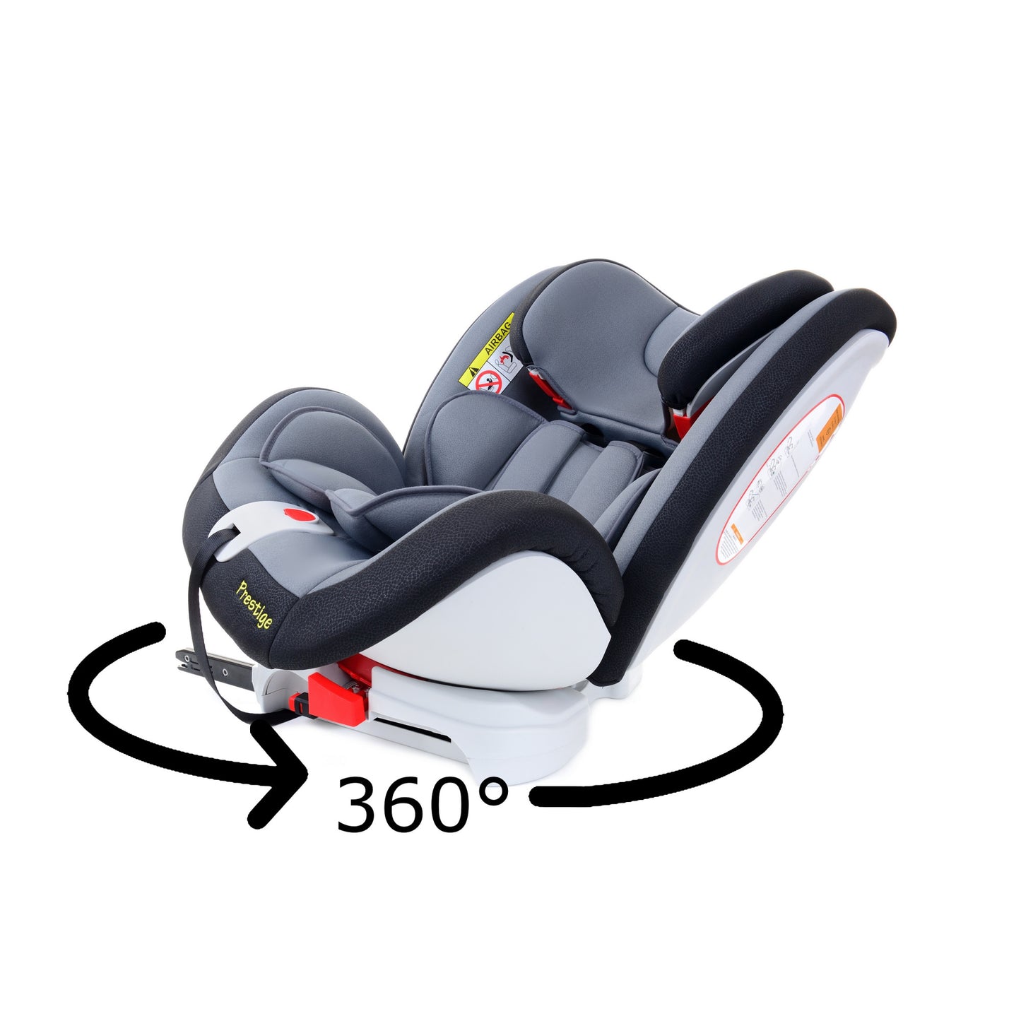 Scaun auto Profesional dedicat pentru copil, BABY JOLIE PRESTIGE IDL Collection , Pentru 3 grupe de greutate intre 0-36 Kg, Tehnologie ISOFIX si Centura TOP TETHER, Rotire 360 grade cu Reglarea pozitiei de somn si a inaltimii tetierei, Negru-Gri