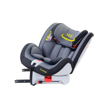 Scaun auto Profesional dedicat pentru copil, BABY JOLIE PRESTIGE IDL Collection , Pentru 3 grupe de greutate intre 0-36 Kg, Tehnologie ISOFIX si Centura TOP TETHER, Rotire 360 grade cu Reglarea pozitiei de somn si a inaltimii tetierei, Negru-Gri