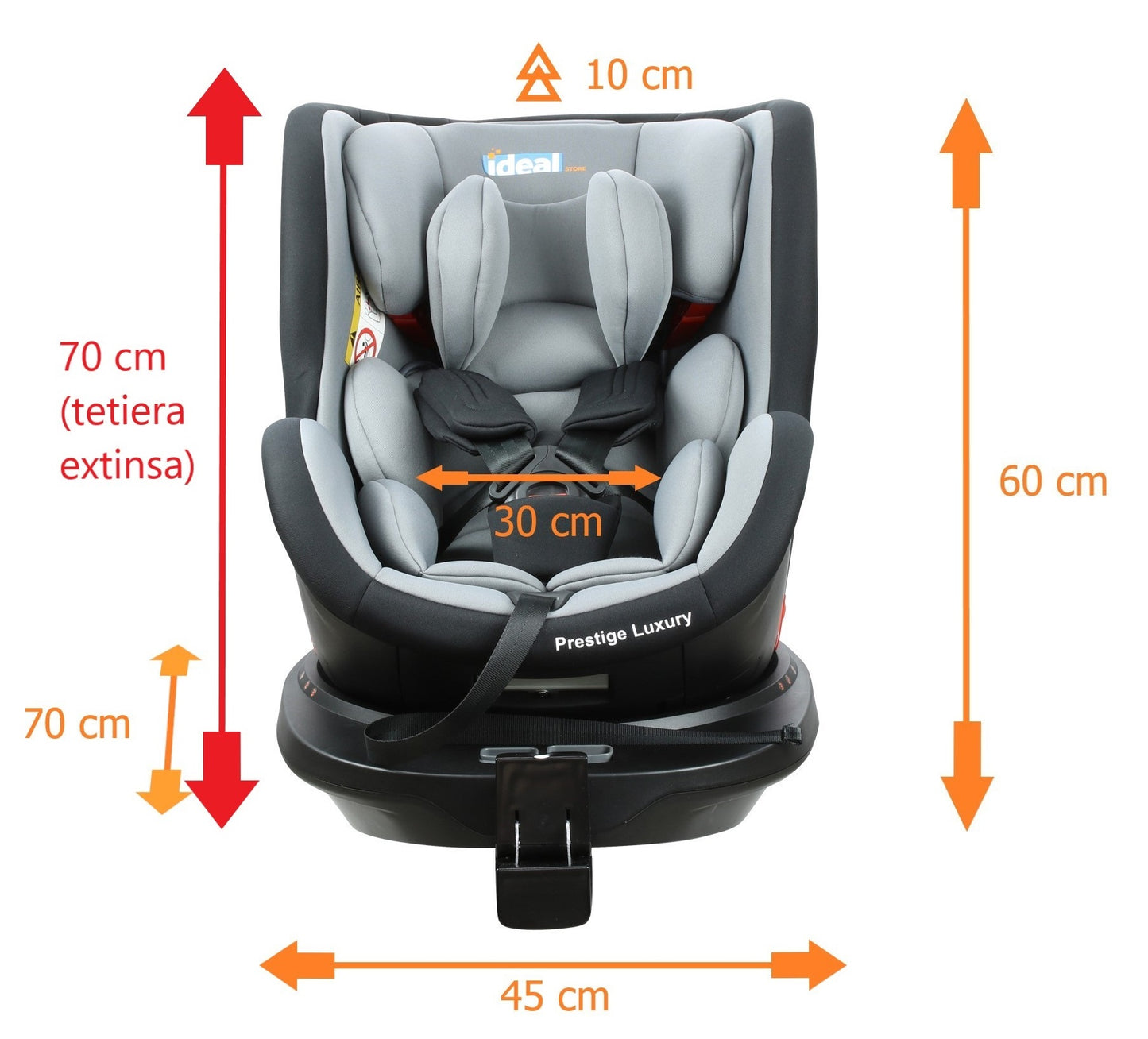 Scaun auto Profesional dedicat pentru copil, BABY JOLIE PRESTIGE LUXURY IDL Collection ,picior telescopic stabil, Pentru 3 grupe de greutate intre 0-36 Kg, Tehnologie ISOFIX , Rotire 360 grade cu Reglarea pozitiei de somn, Negru-Gri