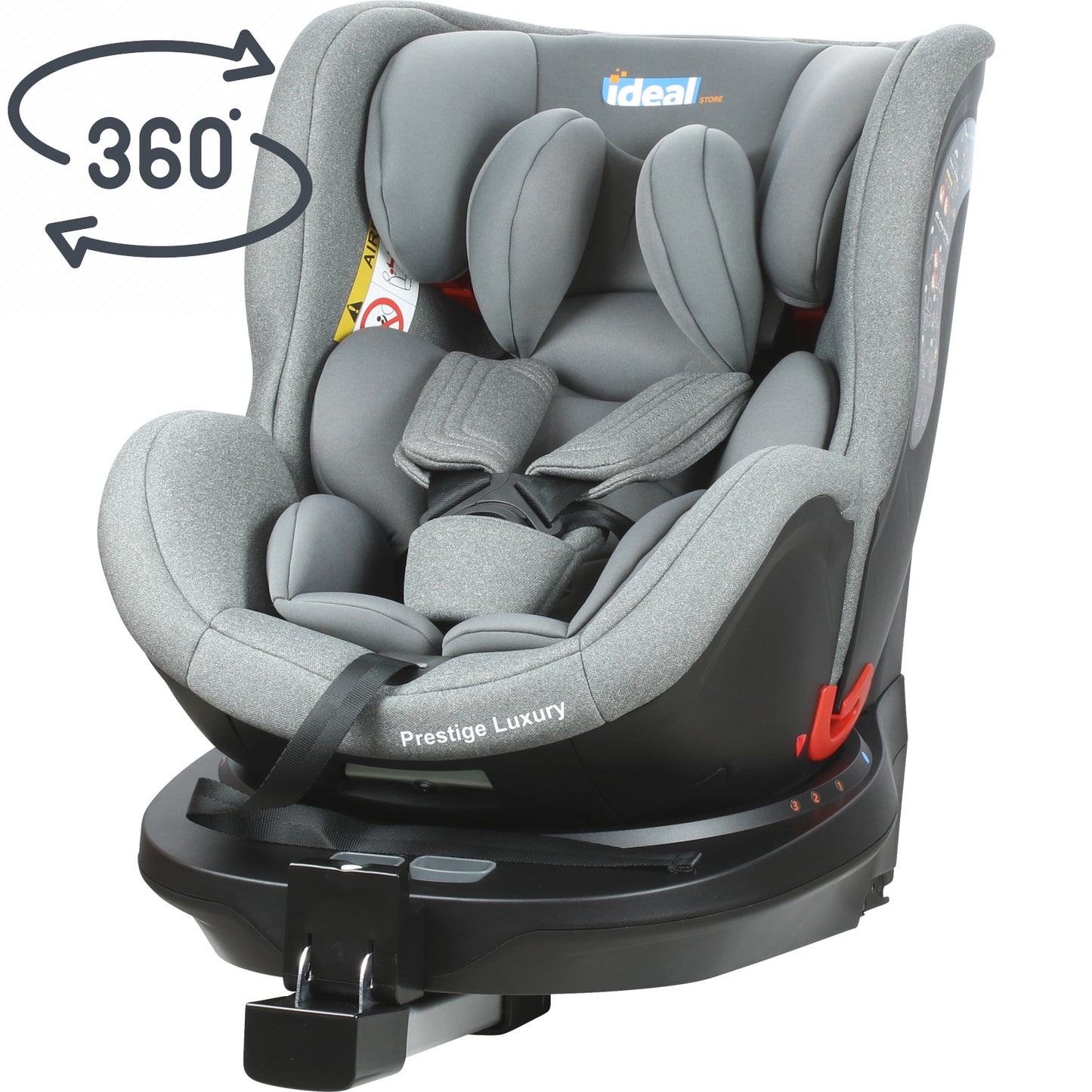 Scaun auto Profesional dedicat pentru copil, BABY JOLIE PRESTIGE LUXURY IDL Collection ,picior telescopic stabil, Pentru 3 grupe de greutate intre 0-36 Kg, Tehnologie ISOFIX , Rotire 360 grade cu Reglarea pozitiei de somn, Gri