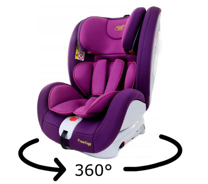 Scaun auto Profesional dedicat pentru copil, BABY JOLIE PRESTIGE IDL Collection , Pentru 3 grupe de greutate intre 0-36 Kg, Tehnologie ISOFIX si Centura TOP TETHER, Rotire 360 grade cu Reglarea pozitiei de somn si a inaltimii tetierei, Violet
