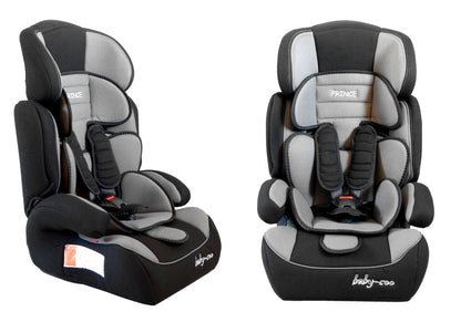 Scaun auto PROFESIONAL pentru copil, Prince Junior Grey, Model 2018, Pentru 3 grupe de greutate intre 9-36 kg,, Culoare Negru-Gri, ce asigura maximul de siguranta si confort pentru copilul dumneavoastra, ideal pentru calatorii