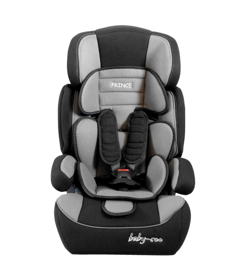 Scaun auto PROFESIONAL pentru copil, Prince Junior Grey, Model 2018, Pentru 3 grupe de greutate intre 9-36 kg,, Culoare Negru-Gri, ce asigura maximul de siguranta si confort pentru copilul dumneavoastra, ideal pentru calatorii