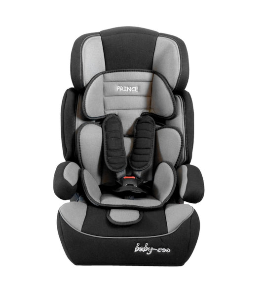 Scaun auto PROFESIONAL pentru copil, Prince Junior Grey, Model 2018, Pentru 3 grupe de greutate intre 9-36 kg,, Culoare Negru-Gri, ce asigura maximul de siguranta si confort pentru copilul dumneavoastra, ideal pentru calatorii