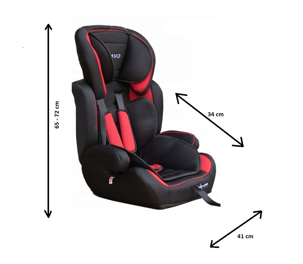 Scaun auto PROFESIONAL pentru copil, Prince Junior Red, Model 2018, Pentru 3 grupe de greutate intre 9-36 kg,, Culoare Negru-Rosu, ce asigura maximul de siguranta si confort pentru copilul dumneavoastra, ideal pentru calatorii