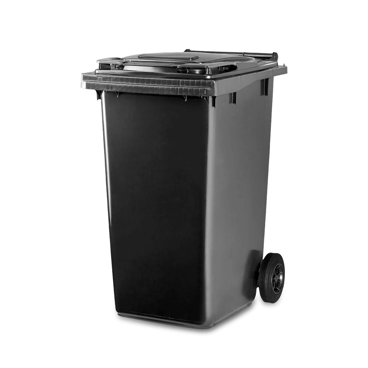 Pubela profesionala rezistenta, 120 l, IdealStore EcoPub, cu capac, roti durabile, din plastic de inalta densitate HPDE, rezistenta la inghet si la calduri mari, usor de curatat, negru