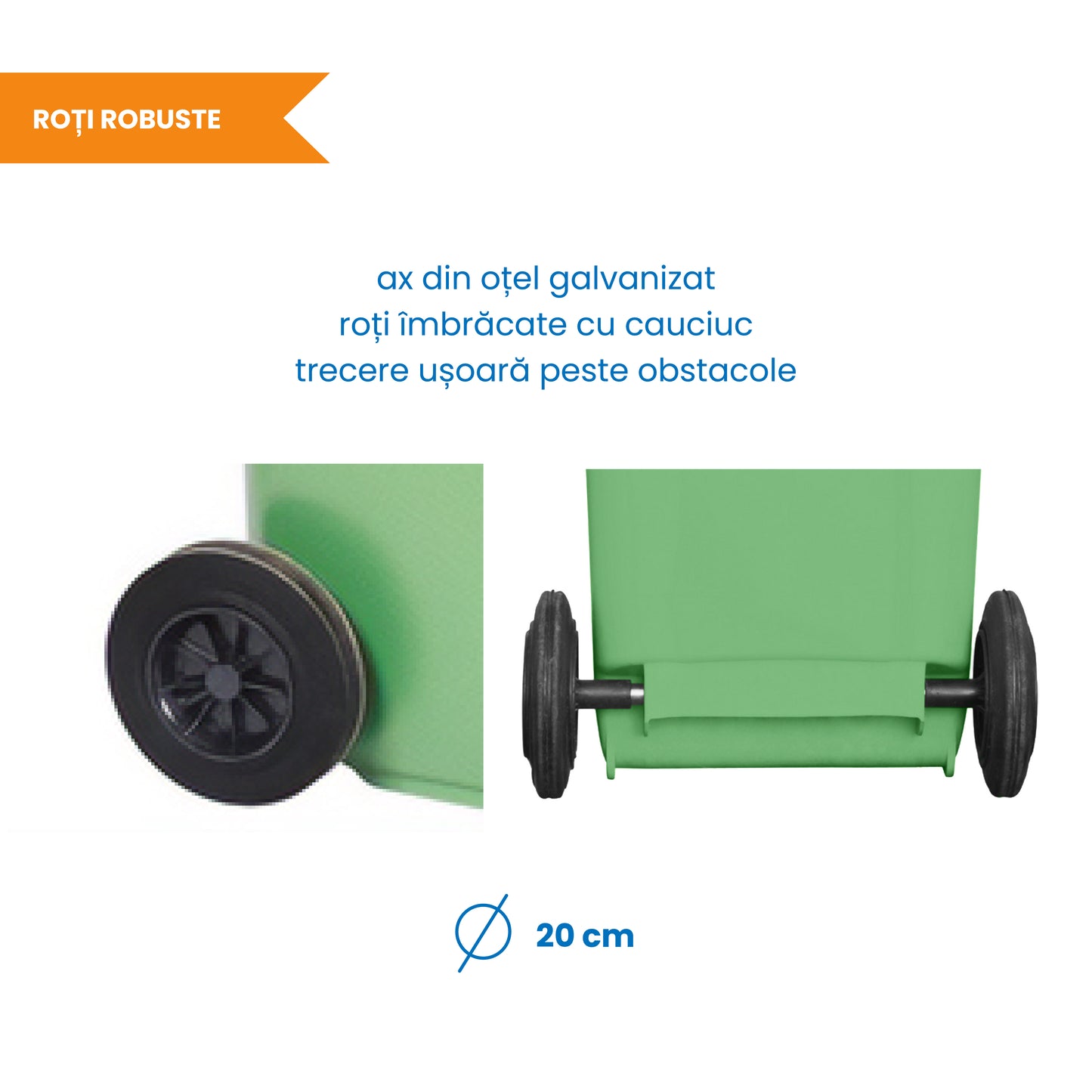 Pubela profesionala rezistenta, 120 l, IdealStore EcoPub, cu capac, roti durabile, din plastic de inalta densitate HPDE, rezistenta la inghet si la calduri mari, usor de curatat, verde