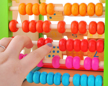 Centru educational IDL , Model Cub 2 in 1 , Ajuta la dezvoltarea creativitatii si coordonarii Mana-Ochi pentru copii, Dezovolta Abilitati Cognitive Material Lemn Premium, Multicolor