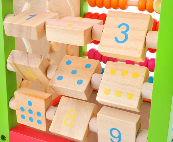 Centru educational IDL , Model Cub 2 in 1 , Ajuta la dezvoltarea creativitatii si coordonarii Mana-Ochi pentru copii, Dezovolta Abilitati Cognitive Material Lemn Premium, Multicolor