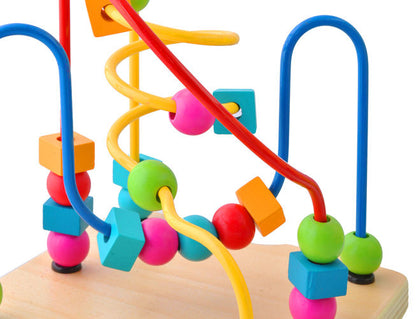 Centru educational IDL , Model Cub 2 in 1 , Ajuta la dezvoltarea creativitatii si coordonarii Mana-Ochi pentru copii, Dezovolta Abilitati Cognitive Material Lemn Premium, Multicolor